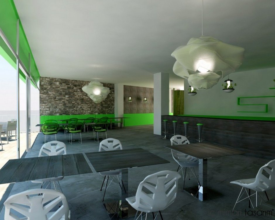 Ресторан в зеленых тонах
