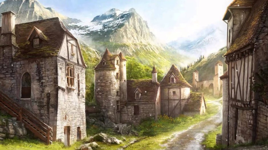Деревня средневековья арт