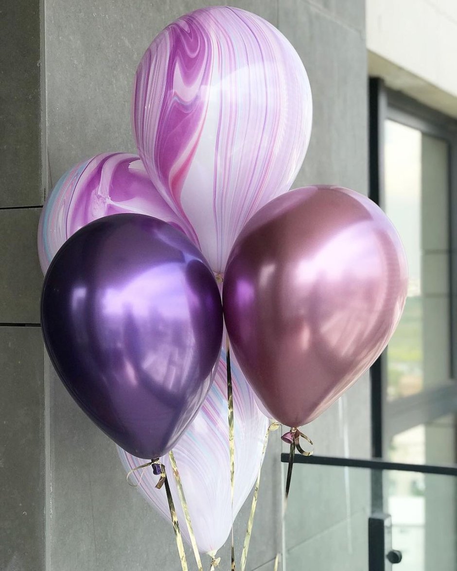Воздушные шары фиолетово розовые
