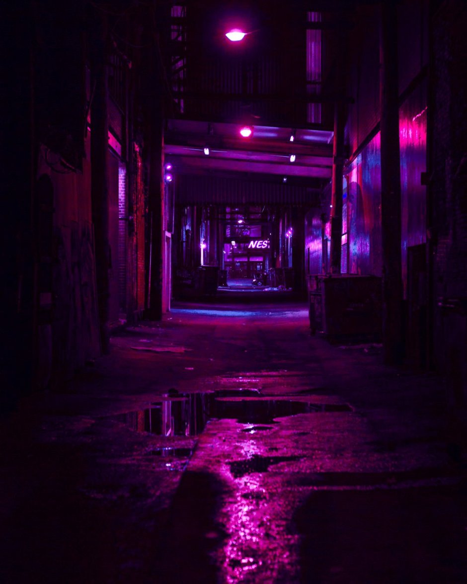Темная улица неон