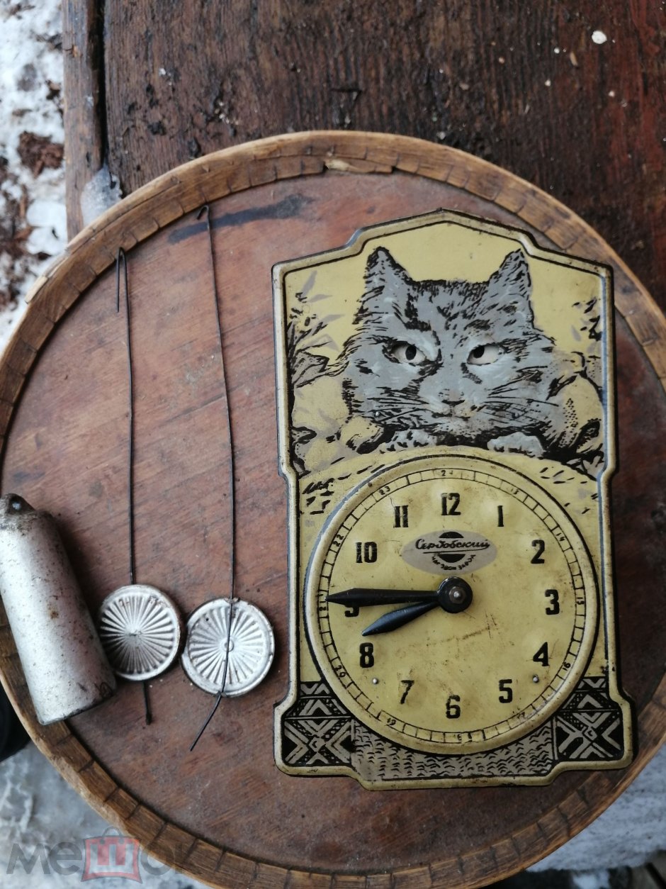 Часы ходики кошка