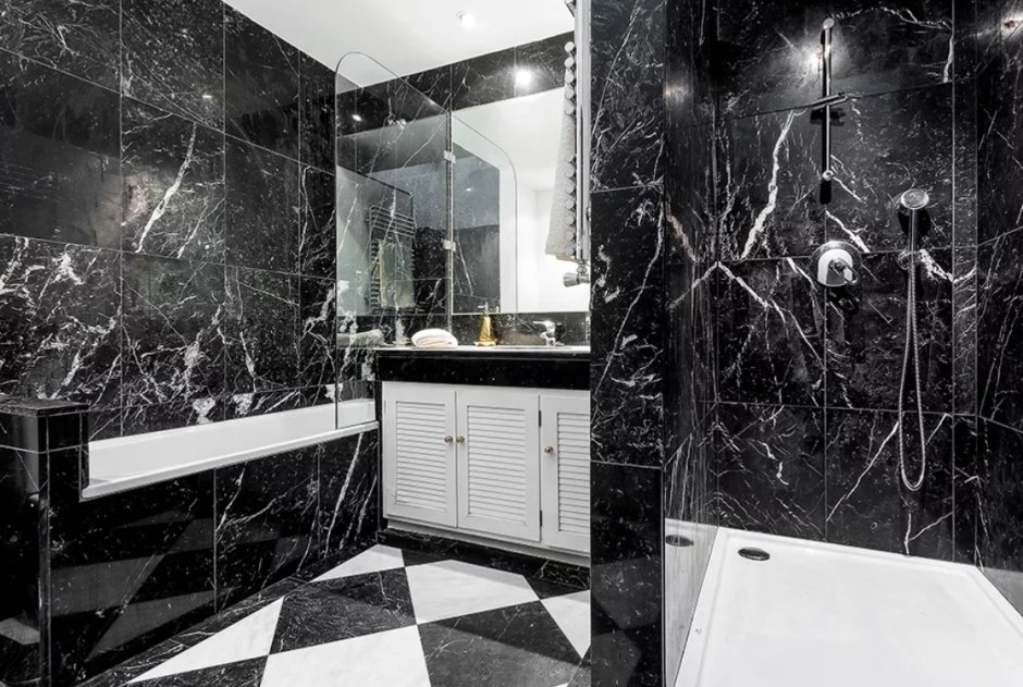 Dark Black Marble Bathroom плитка