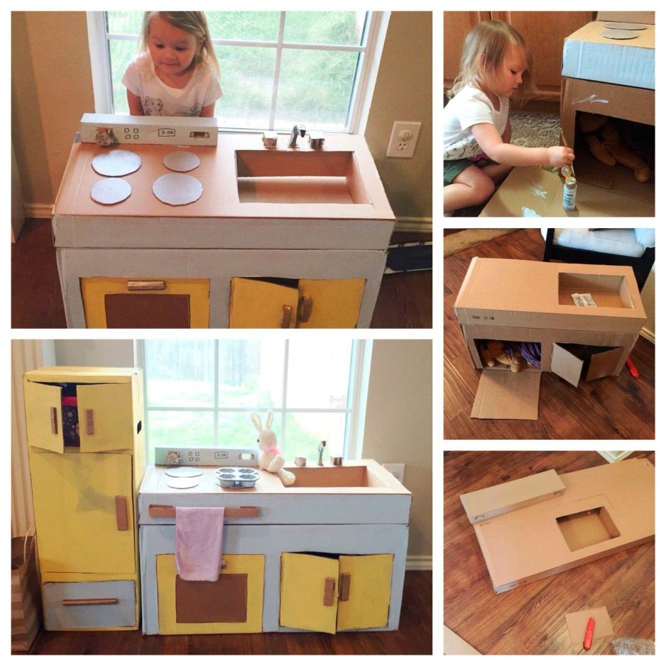 Кухня для ребенка из картонных коробок