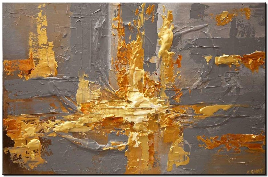 Абстрактная живопись с золотой поталью
