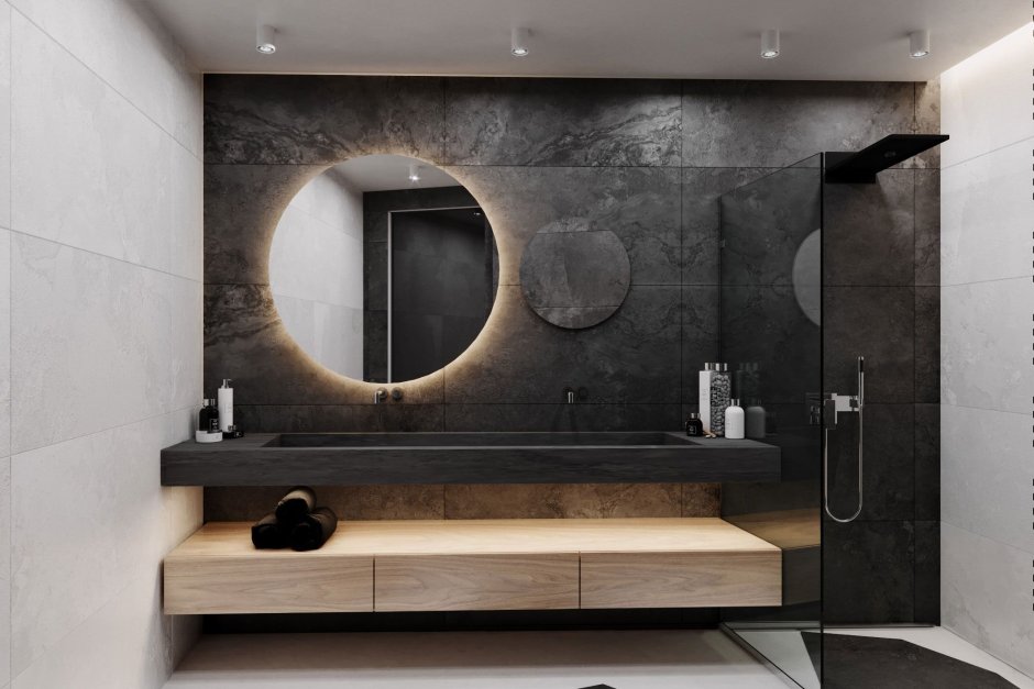 Ванная комната темный бетон